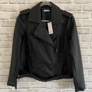 Dex Faux Leather Jacket, Black snakeskin SZ X